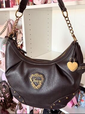 Juicy Couture "In Her Juicy Era" Hobo Shoulder Bag - Chocolate Brown